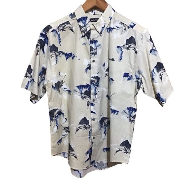 Puritan Khaki Button Up Swordfish Shirt L 42-44 - Picture 1 of 6